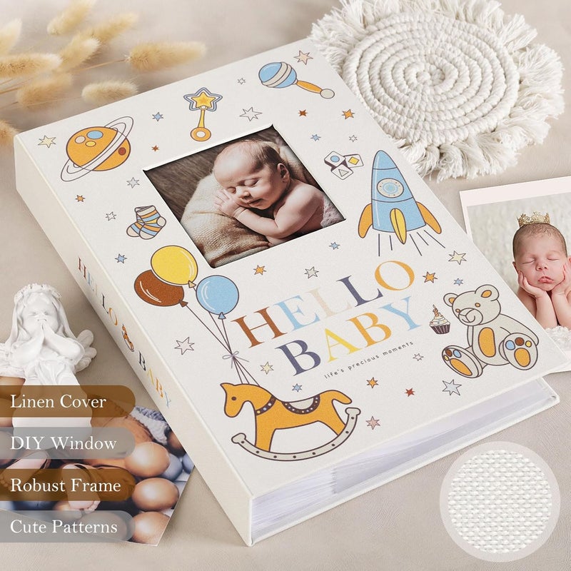 Lanpn Baby Photo Album 4x6 300 Pockets, Linen Newborn Bebe Ultrasound Photo Album with Memo Writing Area, Cover Photo Book, Picture Album for kids, Baby Girl Boy Memory Book Keepsake Colorful - Image 3